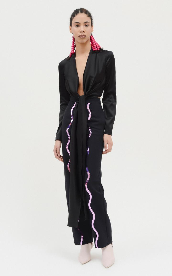 Moda Operandi Matriel Wave-detailed Wool-blend Straight-leg Trousers
