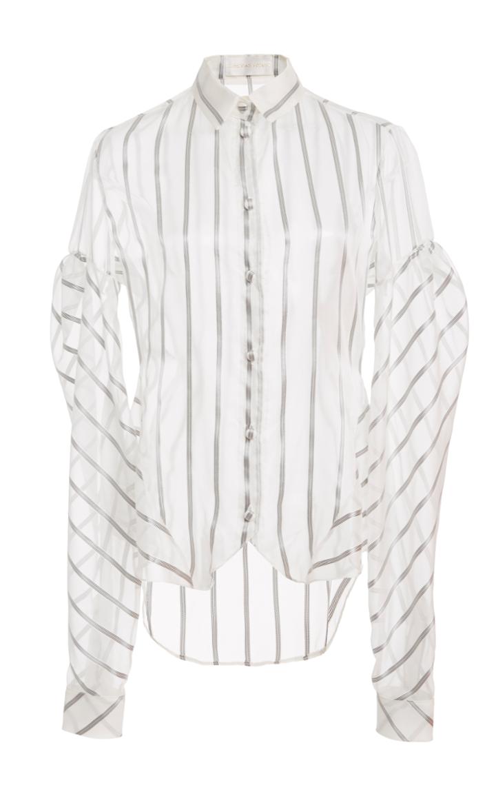 Christian Siriano Puff Sleeve Stripe Shirt