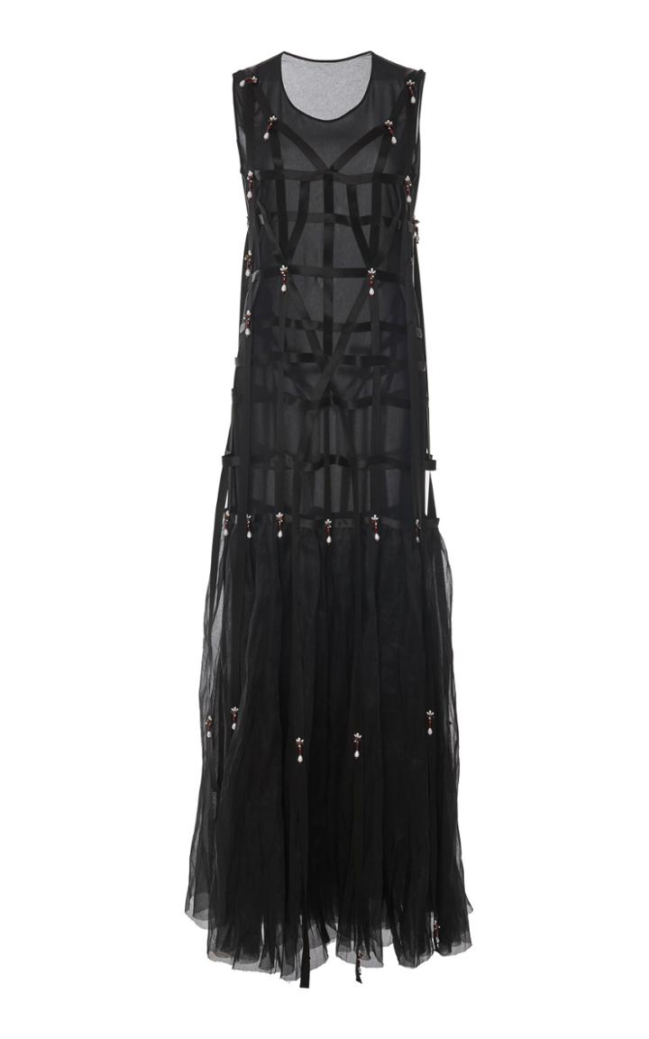 Moda Operandi Loewe Pearl-embellished Tulle Harness Dress Size: 34