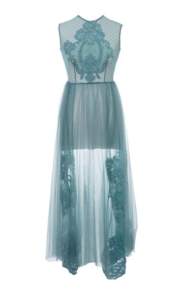 Hussein Bazaza Sheer Sleeveless Silk Dress