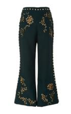 Rodarte Floral Metallic Embroidered Cropped Pant