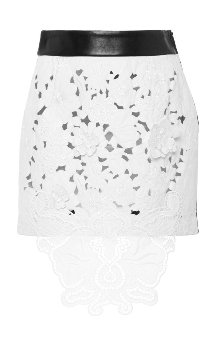 Fausto Puglisi Leather Back Lace Skirt