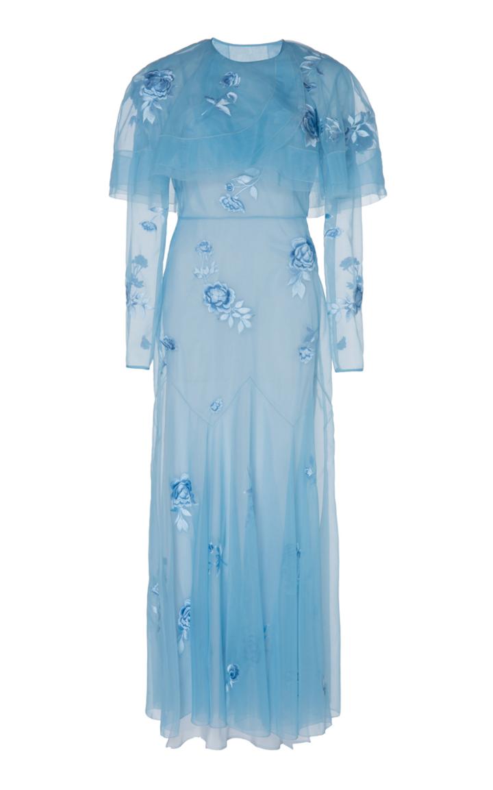 Moda Operandi Huishan Zhang Dorris Floral-embellished Organza Maxi Dress Size: 6