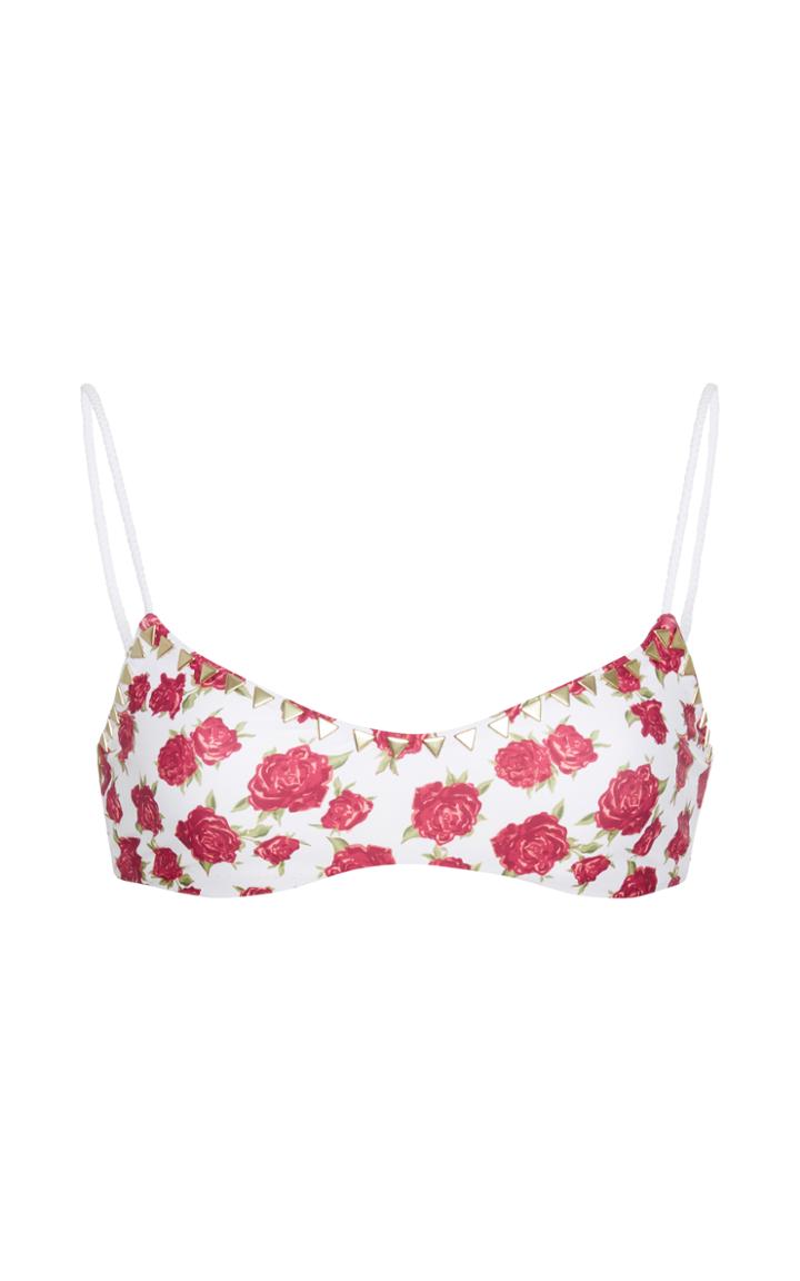 Same Swim The Siren Studded Floral-print Bikini Top