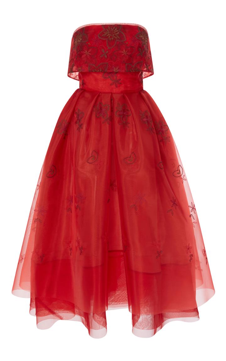 Zac Posen Embroidered Lace Strapless Dress