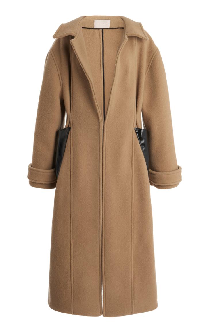 Moda Operandi Christopher Kane Duffle Wool Bonded-jersey Pocket Coat
