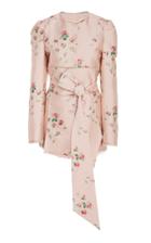 Brock Collection Paoli Floral-embroidered Belted Duchess Satin Jacket