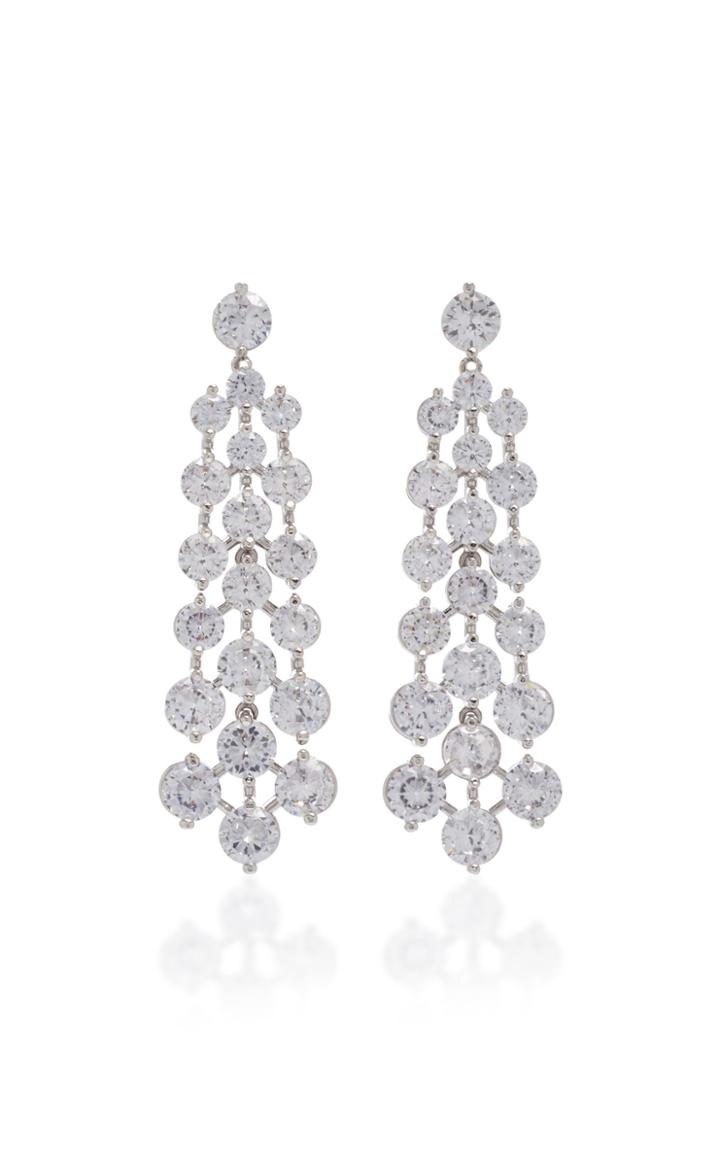 Fallon Tracks Rhodium-plated Crystal Earrings