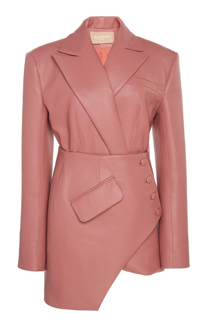 Matriel Asymmetric Faux Leather Blazer Mini Dress Size: 34