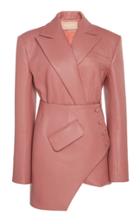 Matriel Asymmetric Faux Leather Blazer Mini Dress Size: 34