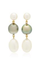 Brigid Blanco 18k Yellow Gold Triple Pearl Earrings