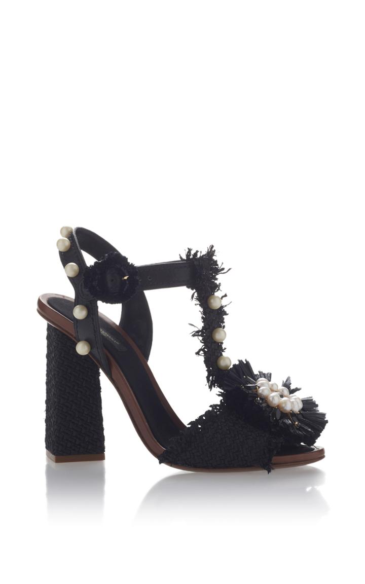 Dolce & Gabbana Embellished Raffia Sandals