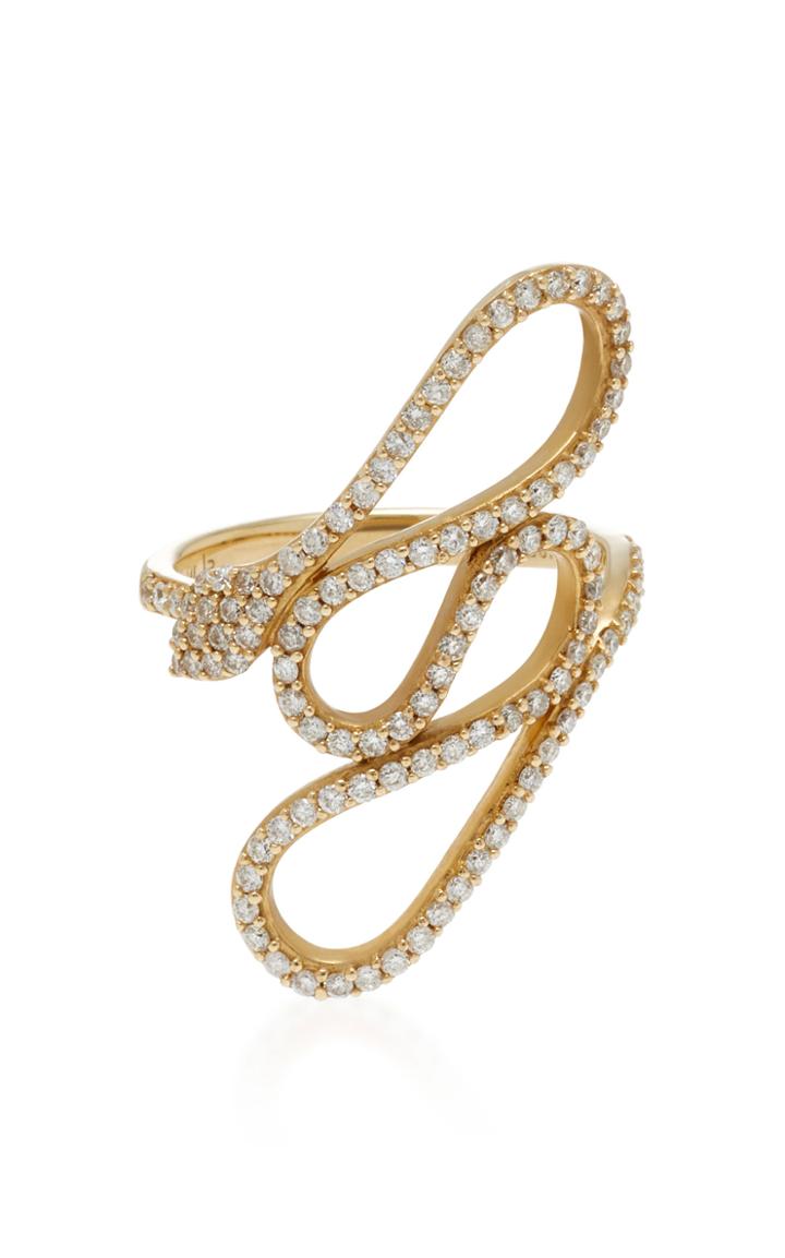 Lynn Ban Jewelry Serpent Coil 14k Gold Diamond Ring