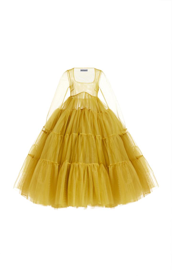 Moda Operandi Molly Goddard Hyunya Empire Waist Tiered Tulle Midi Dress