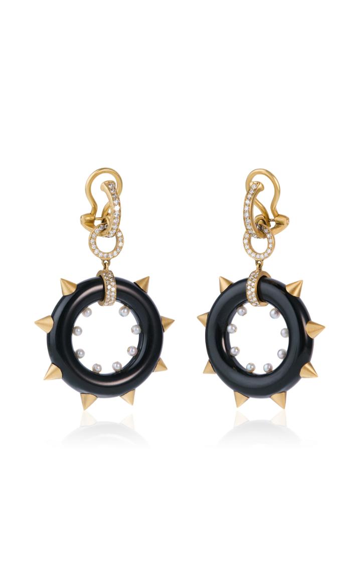 Moda Operandi Margaret Jewels One Of A Kind 18k Yellow Gold Black Picpic Earrings