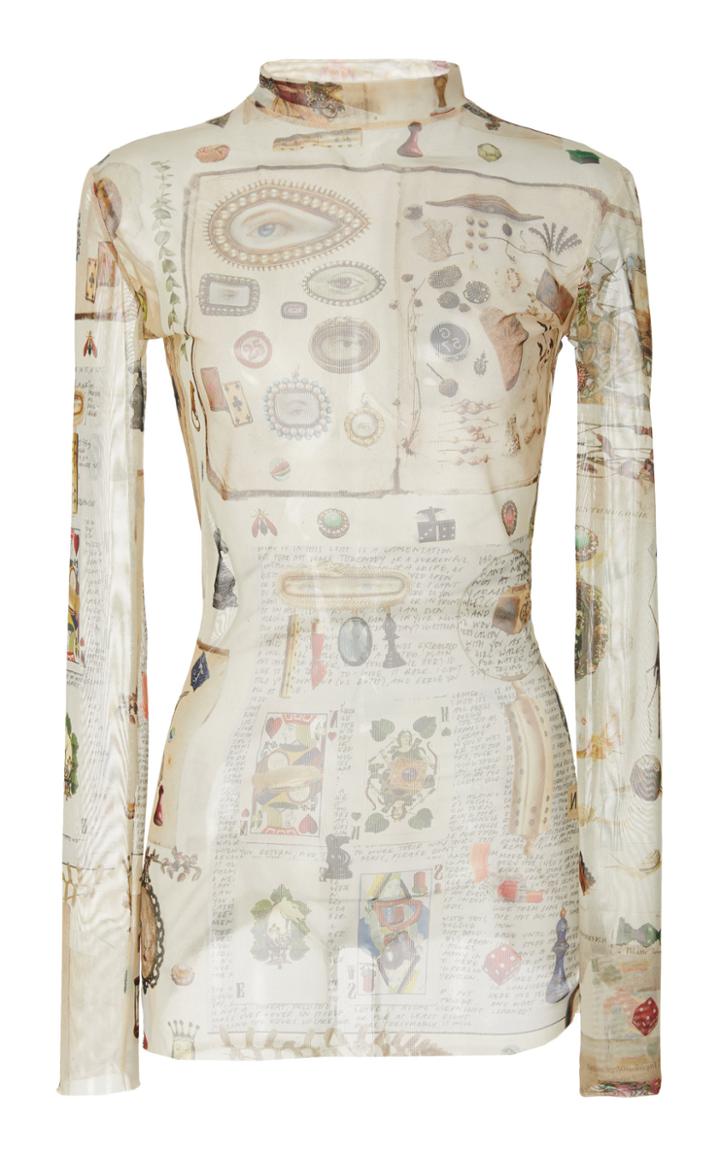 Monse Printed Mesh Long Sleeve Top