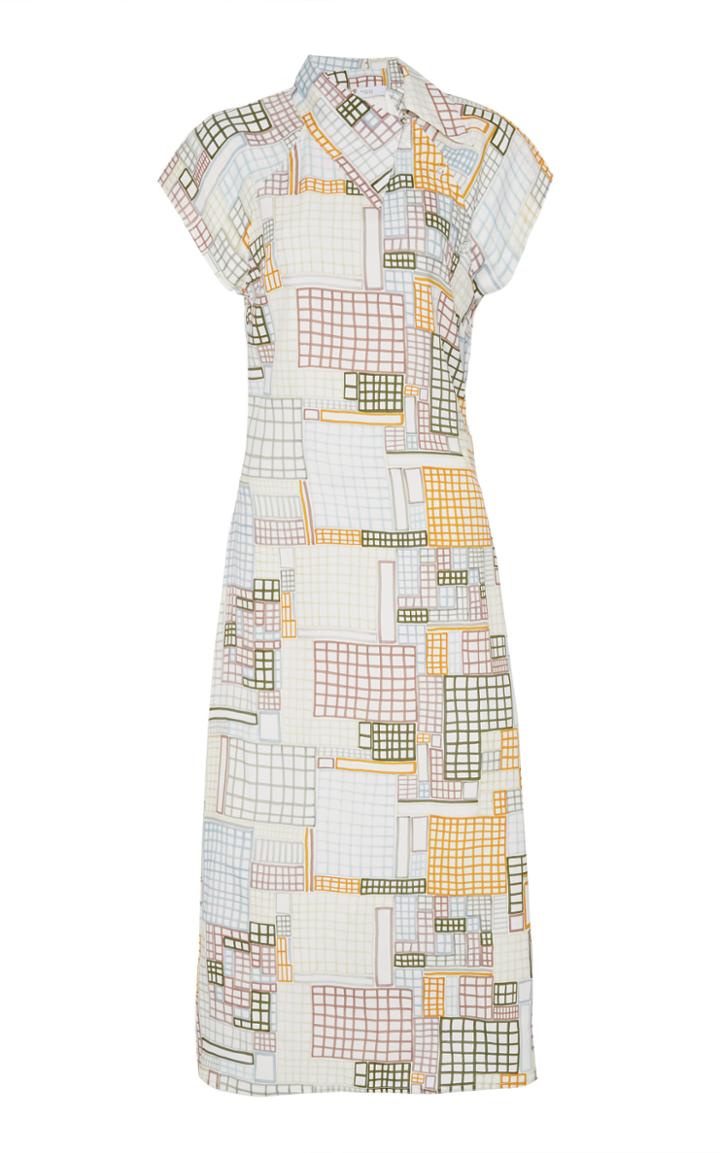 Rosetta Getty Asymmetric Twill Cap Sleeve Dress