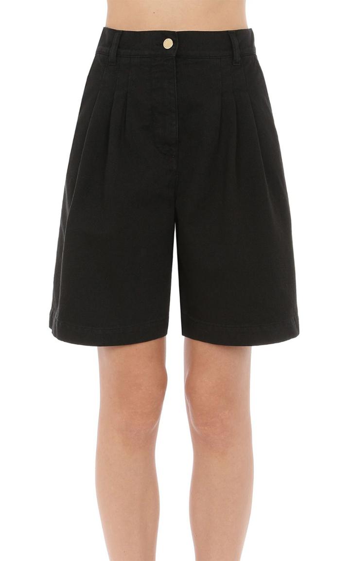 Moda Operandi Alberta Ferretti Bull Pleated Denim Knee-length Shorts