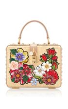 Dolce & Gabbana Floral-embellished Raffia Top Handle Box Bag