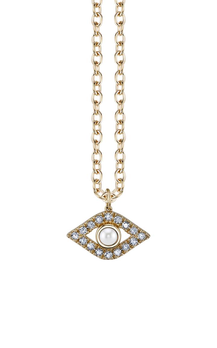 Sydney Evan Pearl And Diamond Evil Eye Necklace
