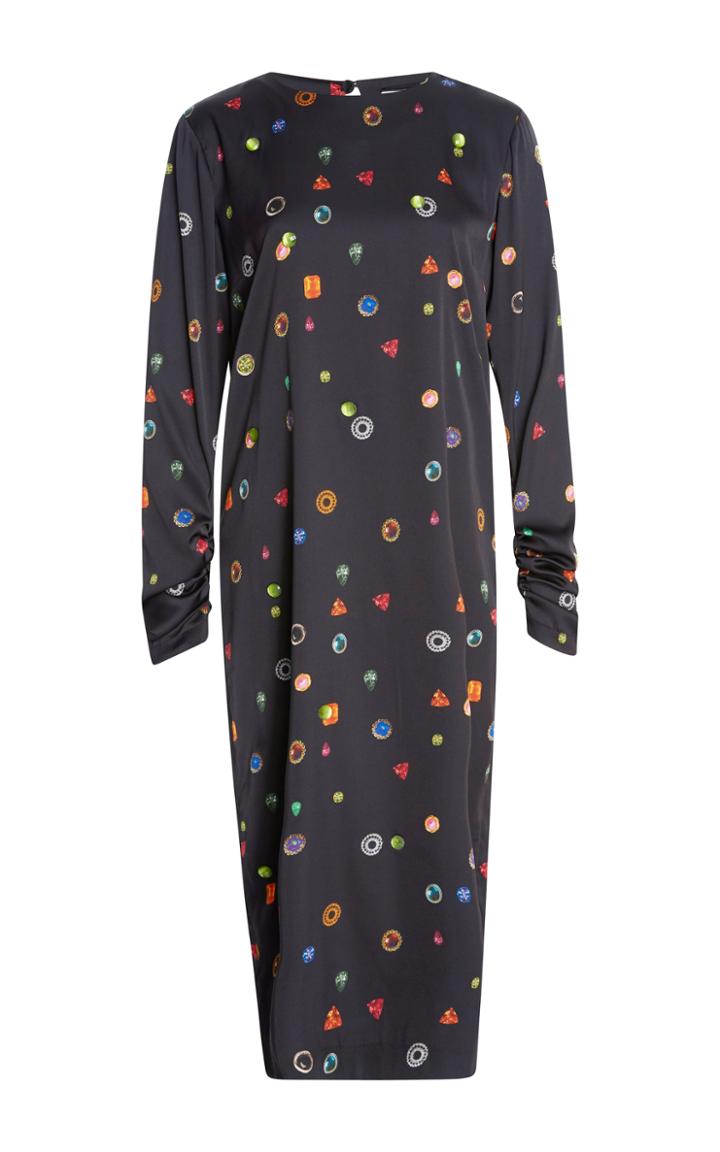 Maison Pre Gathered Sleeve Jewel Dress