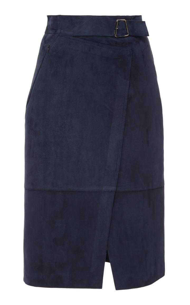 Akris Lamb Suede Wrap Skirt