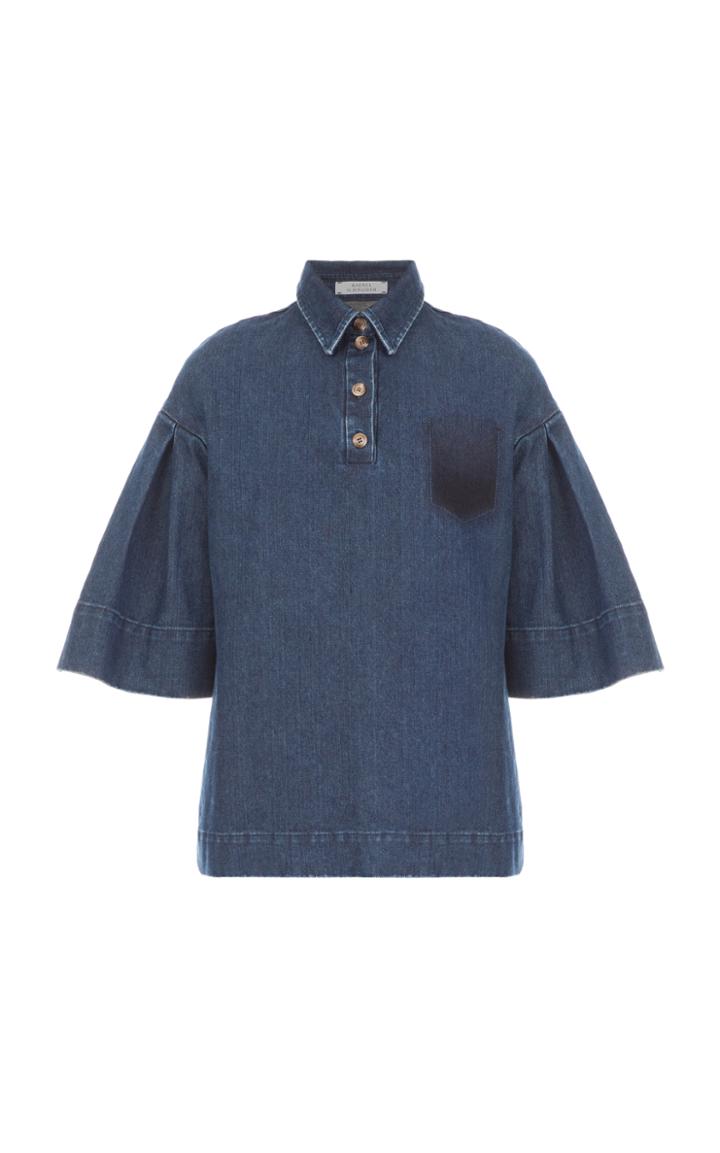 Ksenia Schnaider Oversized Denim Polo Blouse