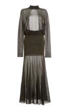Moda Operandi Victoria Beckham Open-back Metallic-knit Maxi Dress