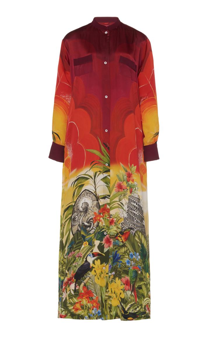 For Restless Sleepers Galene Safari Printed Silk Maxi Dress
