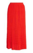 Victoria Beckham Chevron Plisse Wool Midi Skirt