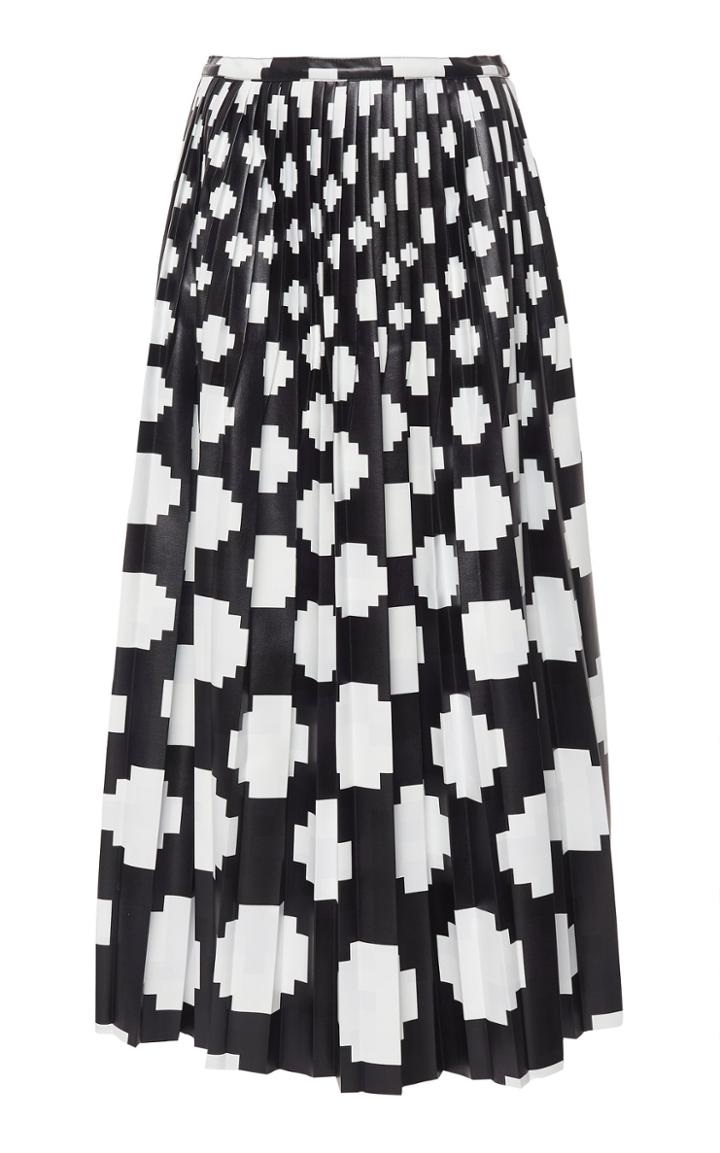 Marni Printed Pleated Faux Leather Midi Skirt