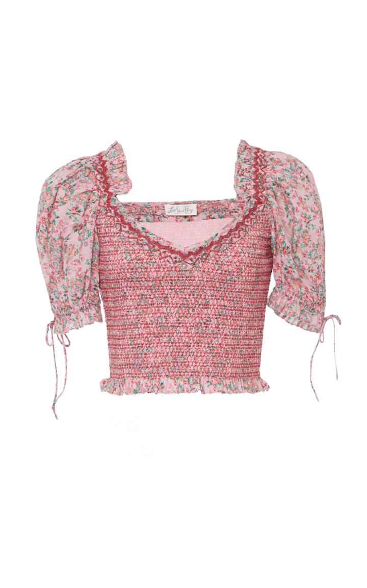 Loveshackfancy Tilly Cropped Floral-print Cotton-voile Top