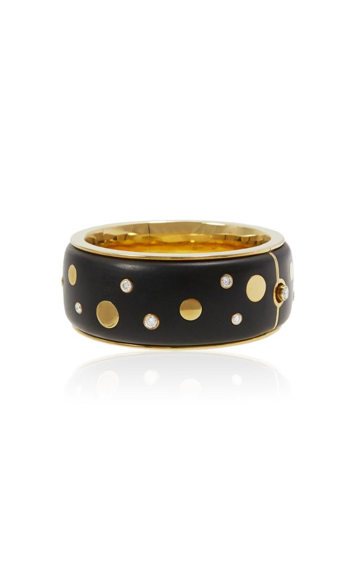 Moda Operandi Mahnaz Collection Vintage Ebony, Diamond & 18k Yellow Gold Bangle