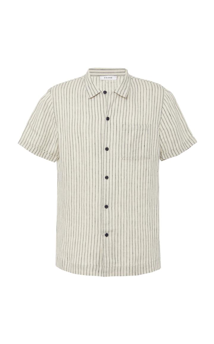 Frame Camp-collar Striped Linen Shirt