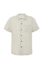 Frame Camp-collar Striped Linen Shirt