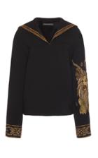 Alberta Ferretti Embroidered Sailor Collar Top