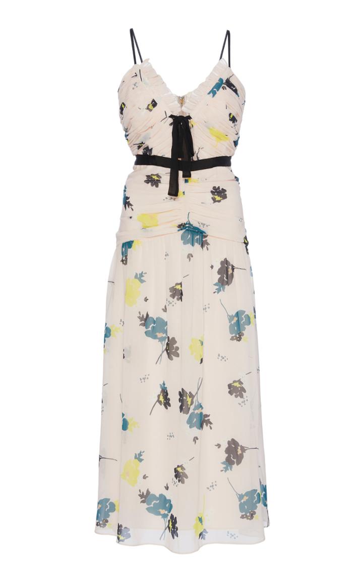Self Portrait Sleeveless Floral Print Midi Dress