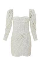 Moda Operandi Mach & Mach Glitter Short Corset Dress With Puffed Sleeves