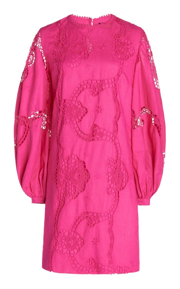 Moda Operandi Costarellos Finnie Lace-detailed Linen-cotton Mini Dress