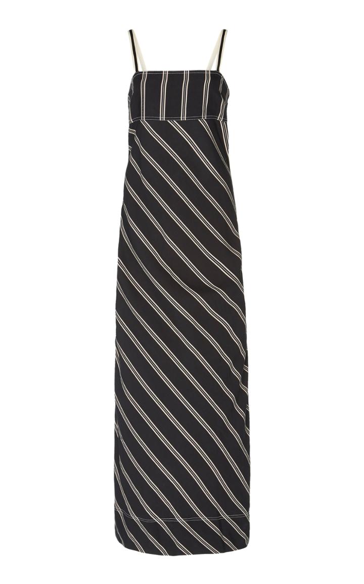 Lee Mathews Madox Striped Crepe Midi Dress