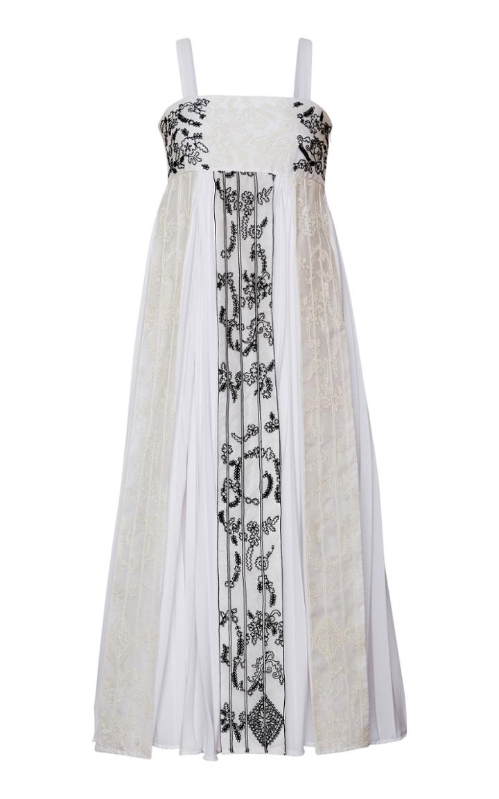 Rahul Mishra Echeos Lace Pleated Cotton Blend Midi Dress