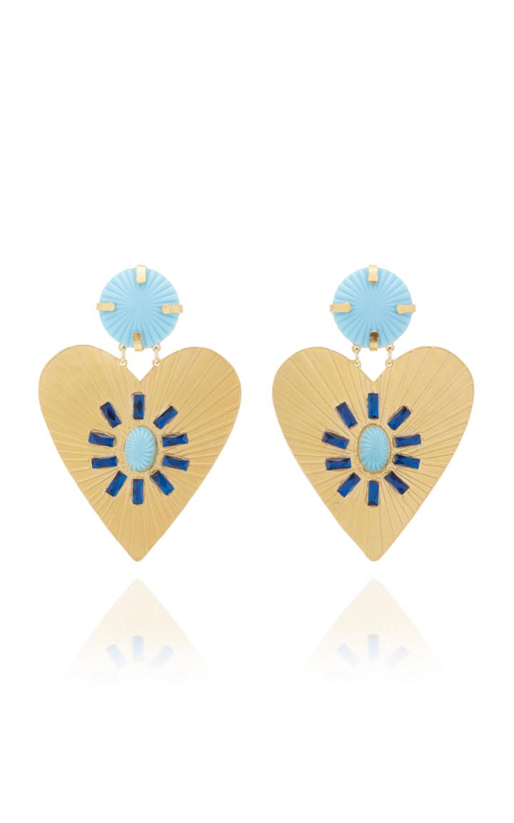 Moda Operandi Mercedes Salazar Lightblue Heart Earrings