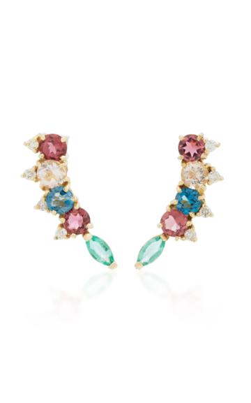 Carolina Neves X Julls 18k Gold Multi-stone Cuff Earrings