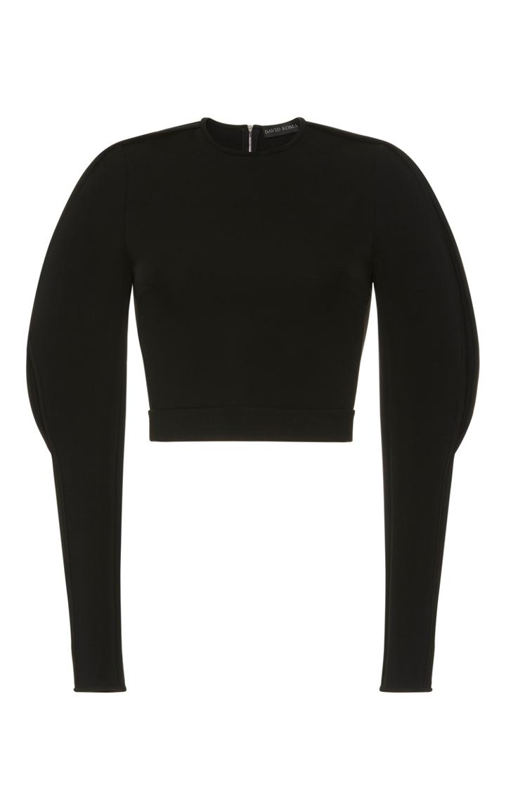 David Koma Sliced Oversized Sleeve Cropped Top