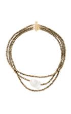 Joie Digiovanni Triple Strand Gold-filled, Pyrite And Pearl Choker