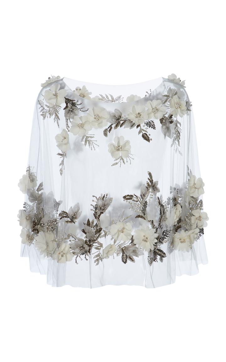 Marchesa Floral Tulle Capelet