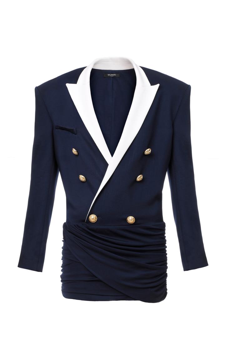 Moda Operandi Balmain Double-breasted Crepe Mini Blazer Dress