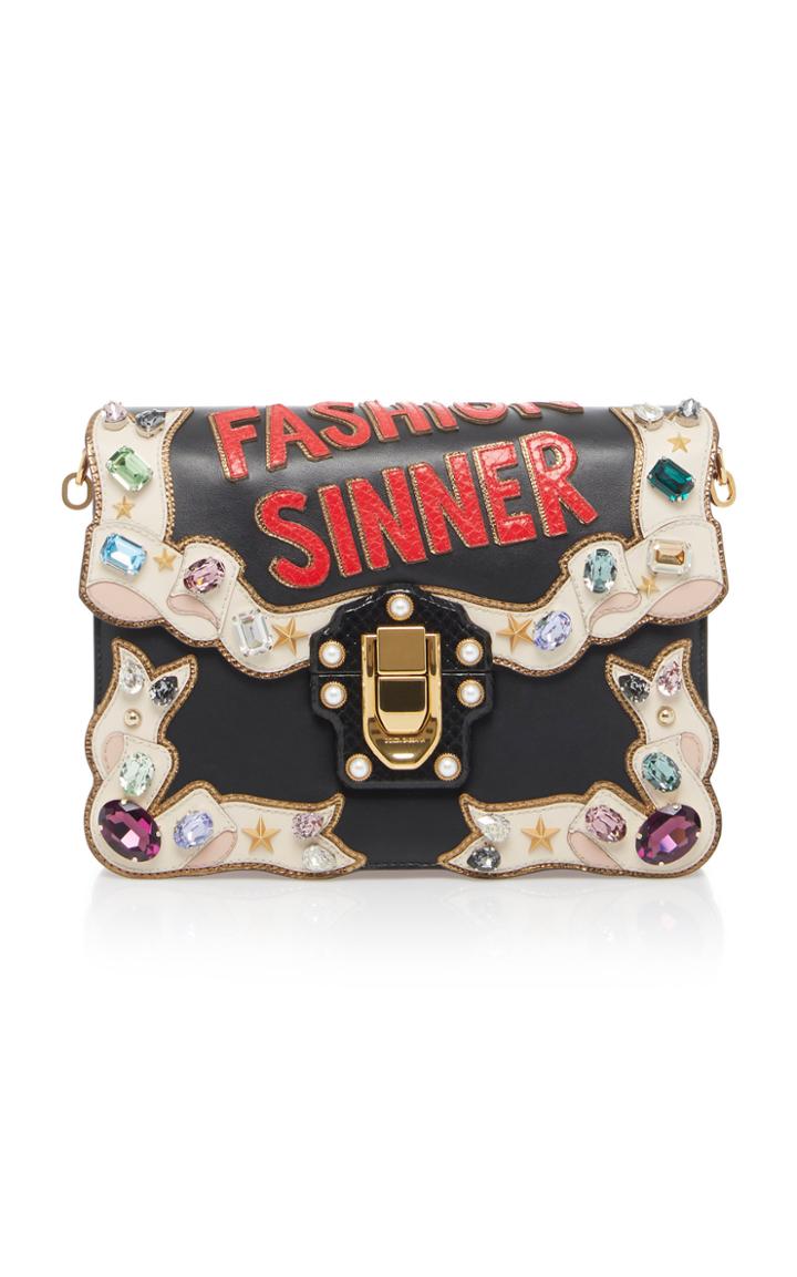 Dolce & Gabbana Embellished Lucia Leather Shoulder Bag