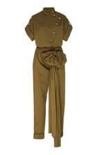 Moda Operandi Oscar De La Renta Bow Cotton-blend Straight-leg Jumpsuit Size: 0