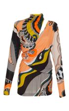 Emilio Pucci Long Sleeved Printed Drape Top